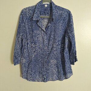 Coldwater Creek Blue Abstract Button Front Blouse Women’s Size: PXL (18)